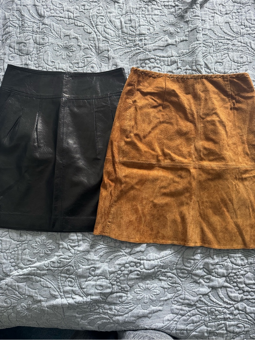 Bundle of Two Leather Mini Skirts XS 2 Zara Express Black Brown - Picture 8 of 8